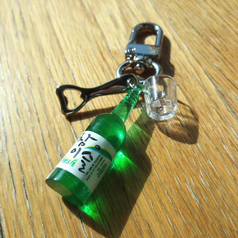Korean Soju Shot Glass Bottle Opener Keychain Drink Bottle Funny