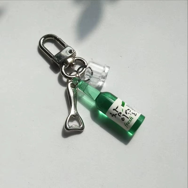 Korean Soju Shot Glass Bottle Opener Keychain Drink Bottle Funny